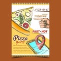 Vegetarian Italian Pizza Advertising Banner Vector