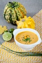 Vegetarian Jamaican pumpkin soup with lime.