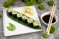 Vegetarian Japanese rolls with avocado