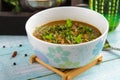 Vegetarian lentil bolognese sauce in a ceramic bowl Royalty Free Stock Photo