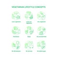 Vegetarian lifestyle concept icons set