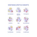 Vegetarian lifestyle concept icons set