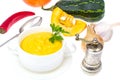 Vegetarian light pumpkin-carrot soup puree