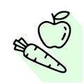 Vegetarian line icon, vector pictogram of apple with carrot