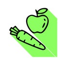 Vegetarian line icon, vector pictogram of apple with carrot