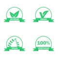 Vegetarian logos set. Green food symbols. Vector labels