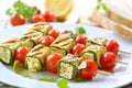 Grilled feta zucchini skewers Royalty Free Stock Photo