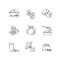 Vegetarian meals pixel perfect linear icons set
