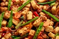 Vegetarian meat free mycoprotein pieces vegetable stir fry Royalty Free Stock Photo