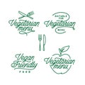 Vegetarian menu typography set. Vector vintage illustration.