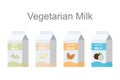 Vegetarian milk packs icons set