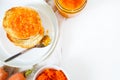 Vegetarian organic sweet carrot jam or marmalade toast topping for breakfast