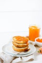 Vegetarian organic sweet carrot jam or marmalade toast topping for breakfast