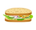 Vegetarian Oval-shaped Sandwich with Soft Cheese and Greenery Vector Food Item