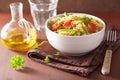 Vegetarian pasta fusilli with tomato peas herbs Royalty Free Stock Photo