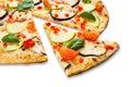 Vegetarian pizza with aubergines and zucchini Royalty Free Stock Photo