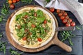 Vegetarian pizza with tomatoes