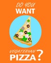 Vegetarian Pizzeria Cartoon Promotional Poster