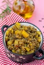 Vegetarian pumpkin lentil curry stew with rosemary