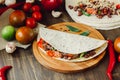 The vegetarian quesadilla - traditional mexican food. Royalty Free Stock Photo