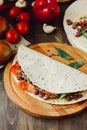 The vegetarian quesadilla - traditional mexican food. Royalty Free Stock Photo