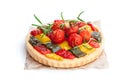 Vegetarian quiche with colored pepper and cherry tomatoes isola