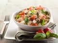 Vegetarian rice salad with tofu