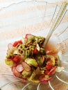 Vegetarian salad. Artistic look in vintage vivid colours.