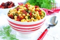 Vegetarian salad with chickpeas, dried tomatoes, capers and dill Royalty Free Stock Photo