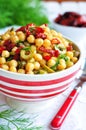 Vegetarian salad with chickpeas, dried tomatoes, capers and dill Royalty Free Stock Photo