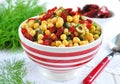 Vegetarian salad with chickpeas, dried tomatoes, capers and dill Royalty Free Stock Photo