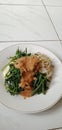 Vegetarian salad with rice massed