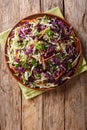Vegetarian salad of white and red cabbage with carrots dressed w Royalty Free Stock Photo