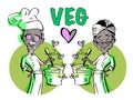 Vegan Vegetarian Senior Couple Chef-African Indian