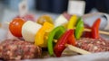 Vegetarian Shish Kebab barbecue and meat balls Royalty Free Stock Photo