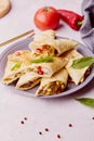 Vegetarian Southwest Egg Rolls combination of corn, black beans, red bell peppers, jalapenos with sweet and spicy Royalty Free Stock Photo