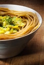Vegetarian spaghetti with green zucchini Royalty Free Stock Photo