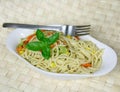 Vegetarian Spaghetti with sweetcorn and carrots