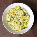 Vegetarian Spaghetti with sweetcorn and Spinach