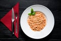 Vegetarian spaghetti with tomato, basil and cheese parmesane on Royalty Free Stock Photo