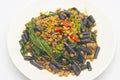 Vegetarian Stir basil in dish