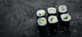 Vegetarian sushi roll with cucumber. Royalty Free Stock Photo