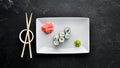 Vegetarian sushi roll with cucumber. Royalty Free Stock Photo