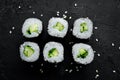 Vegetarian sushi roll with cucumber Royalty Free Stock Photo