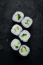 Vegetarian sushi roll with cucumber. Japanese cuisine. Royalty Free Stock Photo