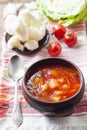 Vegetarian tomato soup with cabbage and cauliflower Royalty Free Stock Photo