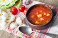 Vegetarian tomato soup with cabbage and cauliflower Royalty Free Stock Photo