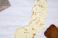 Vegetarian tortillas on white wooden table. Flat lay. Copy space