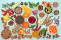 Vegetarian and Vegan Immune System Boosting Health Food Royalty Free Stock Photo