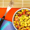 Vegetarian Or Vegan Mexican Style Rice And Avocado Salad Royalty Free Stock Photo